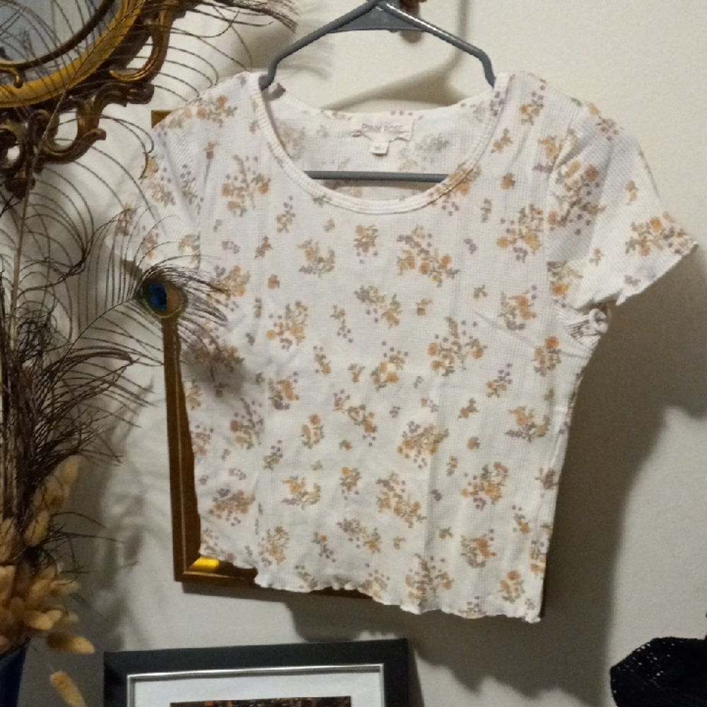 White Floral Crop Top